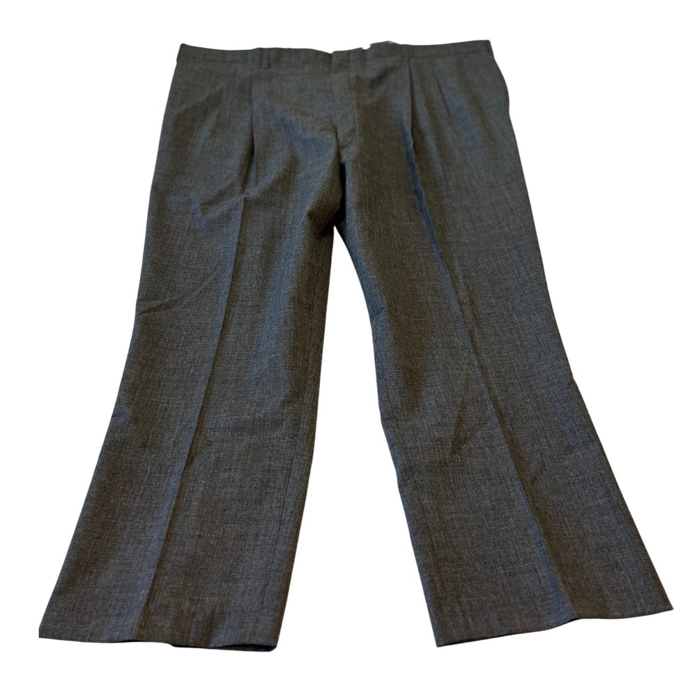 Mens Big & Tall Pleated Dress Pants W50 L30‎ Gray Wrinkle Free Classic Office
